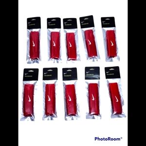 (10) Nike Swoosh Headbands Varsity Red & White